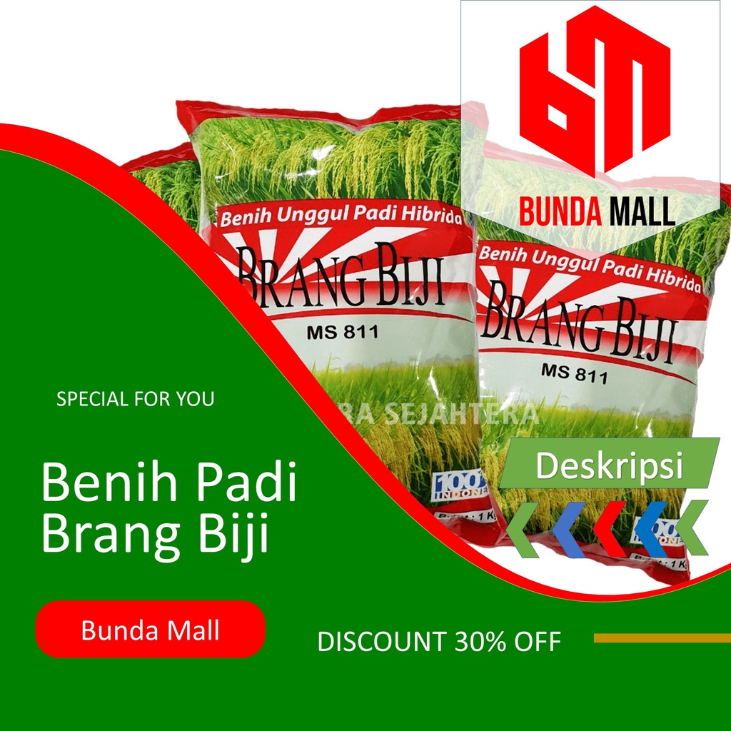 BENIH PADI HIBRIDA BRANG BIJI KEMASAN 1 KG