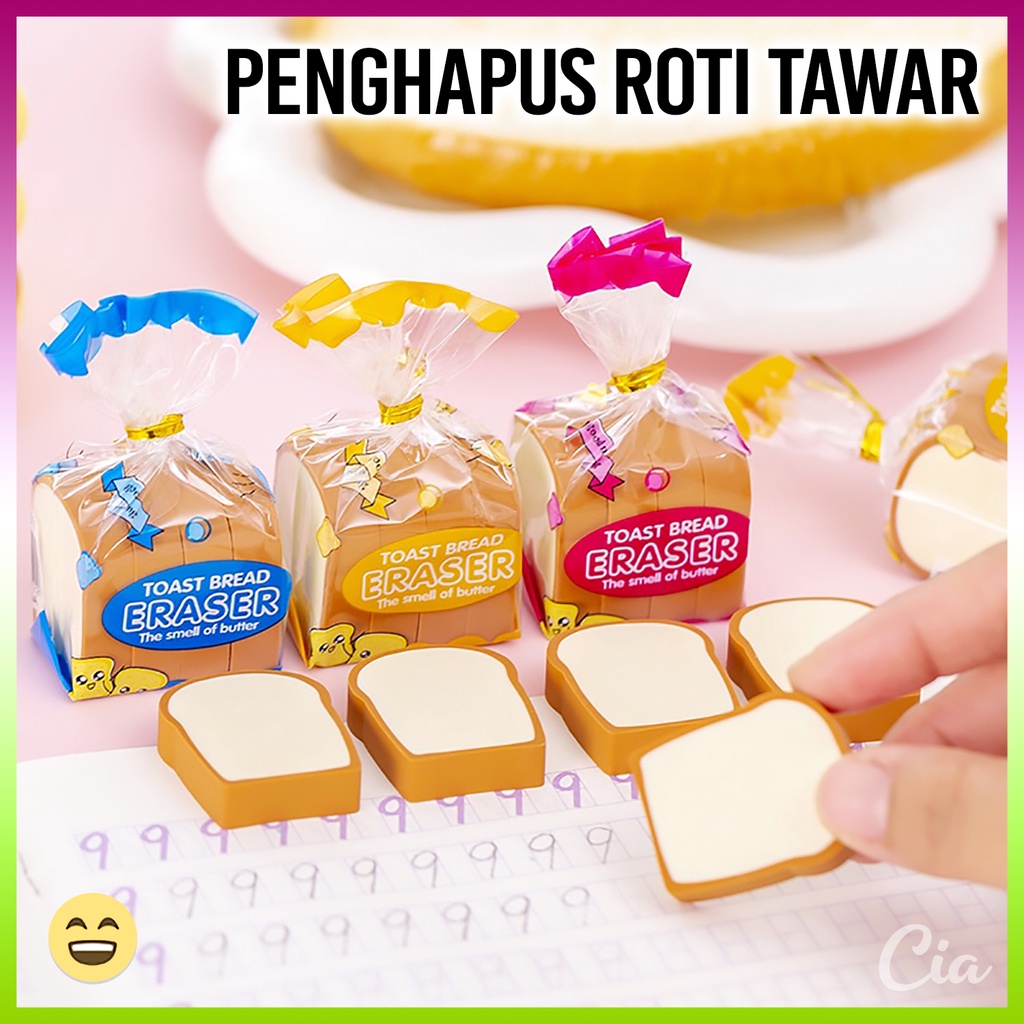 

Penghapus Roti Tawar Toast Bread Eraser Hapusan Pensil Karet Lucu Cia Acc