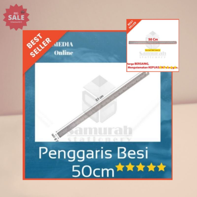 

Penggaris Besi Panjang 50 cm / per PCS / Ruller Stainless 50cm ST50(ORIGINAL PRODUK)