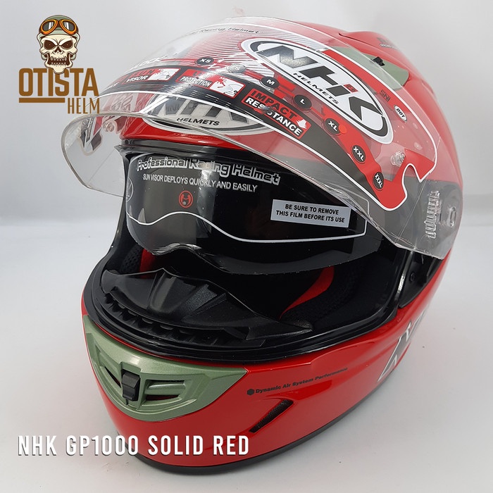 Helm Full Face Nhk Gp1000 Solid Red Merah Glossy Metallic Polos