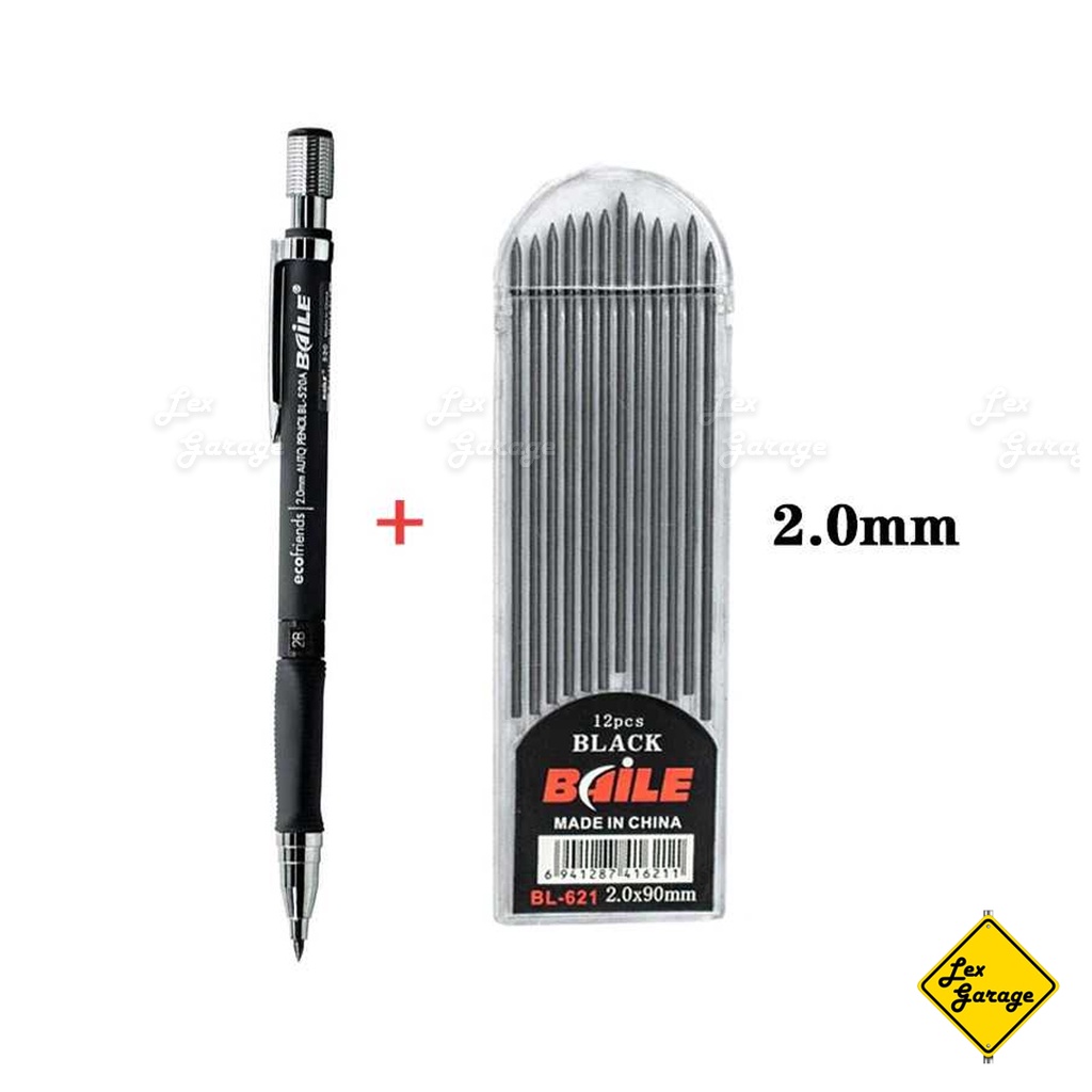 Pensil Mekanik 2B Mechanical Graphite Pencil + Isi Pensil 12 pcs