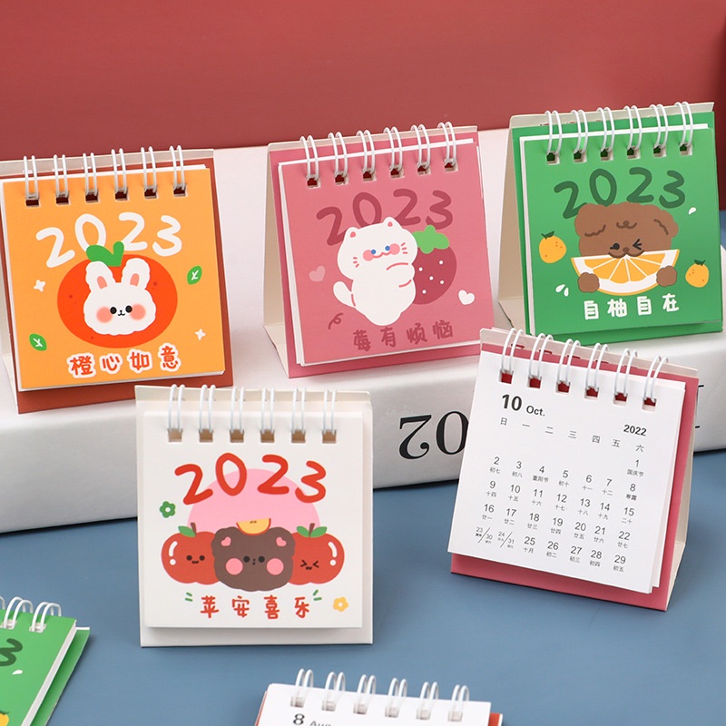 2023tahun Baru Meja Kalender Dekorasi Lucu Mini Planner Fashion Meja Asrama Desktop Hadiah Kertas Tulis Kartun Jadwal Harian Kawaii Ins Hewan Kelinci Anjing Kalender Berdiri