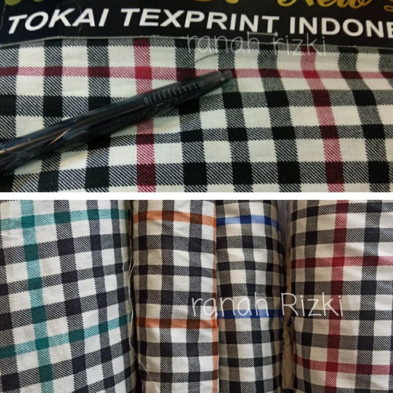 kain katun jepang motif kotak km139 / bahan baju kemeja pattern tokai