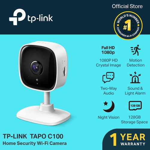 CCTV TP-LINK TAPO C100 Home Security Wi-Fi Camera 1080P TPLINK C 100