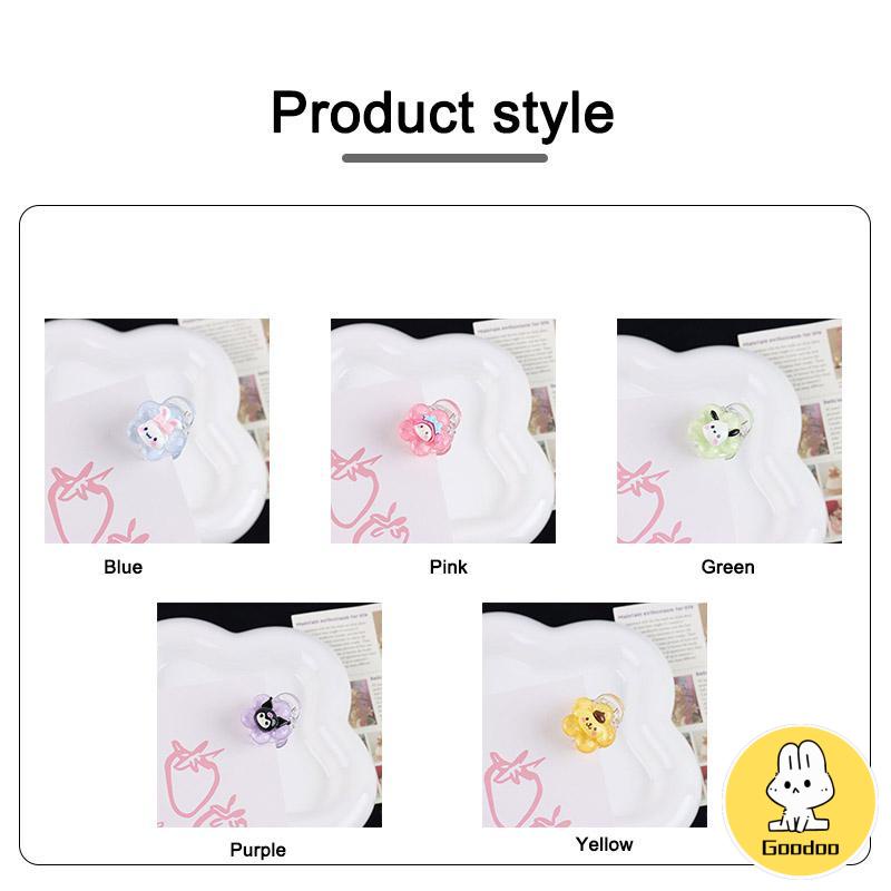 Jepit Rambut Bunga Transparan Cinnamoroll Kuromi Teenage Student Cartoon Sweet Hair Clip -Doo