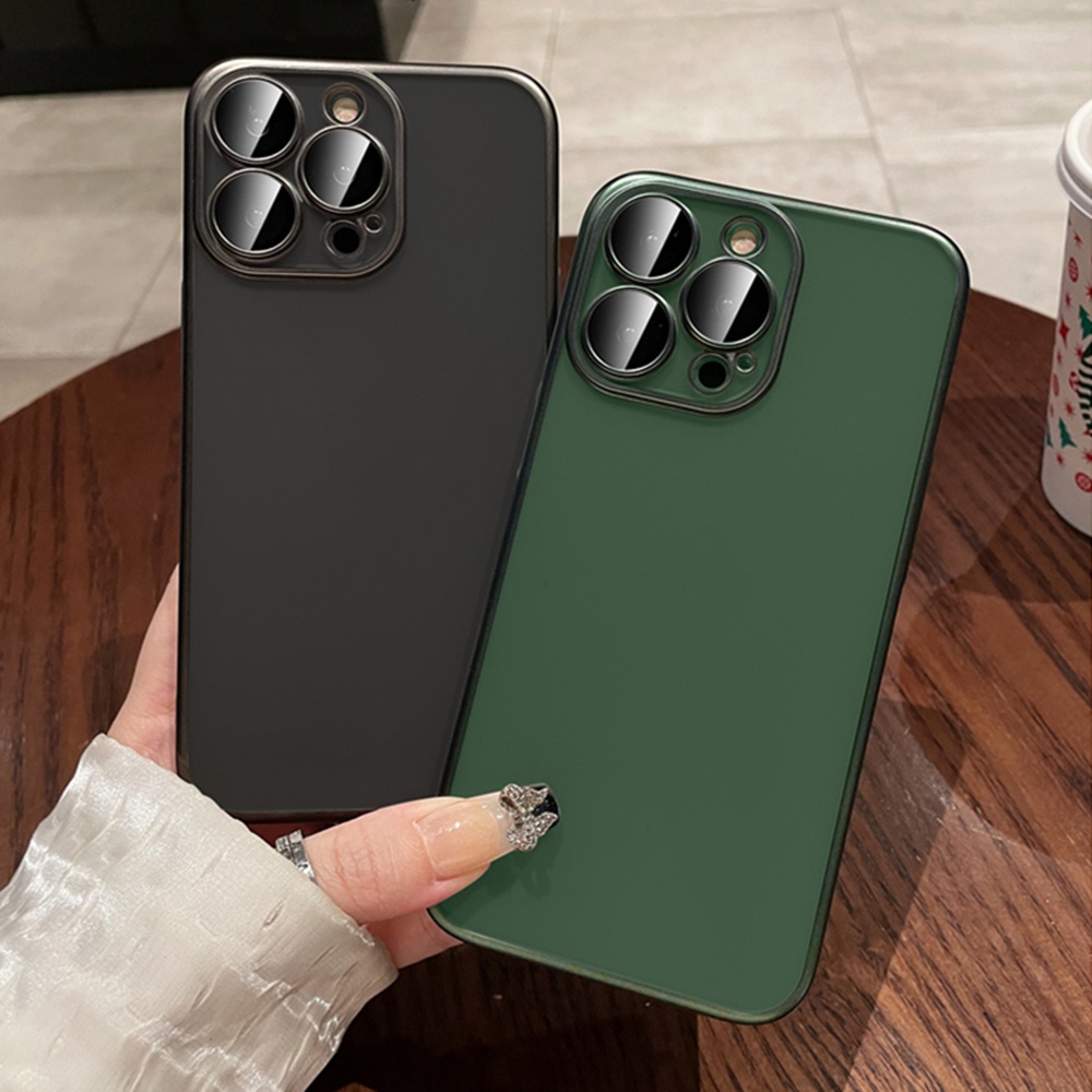 Matte Texture Clear Phone Case Untuk iPhone 14 Pro Max12 13 Pro Max Casing PC Keras Dengan Pelindung Kamera Untuk14Plus Casing Shockproof Tembus