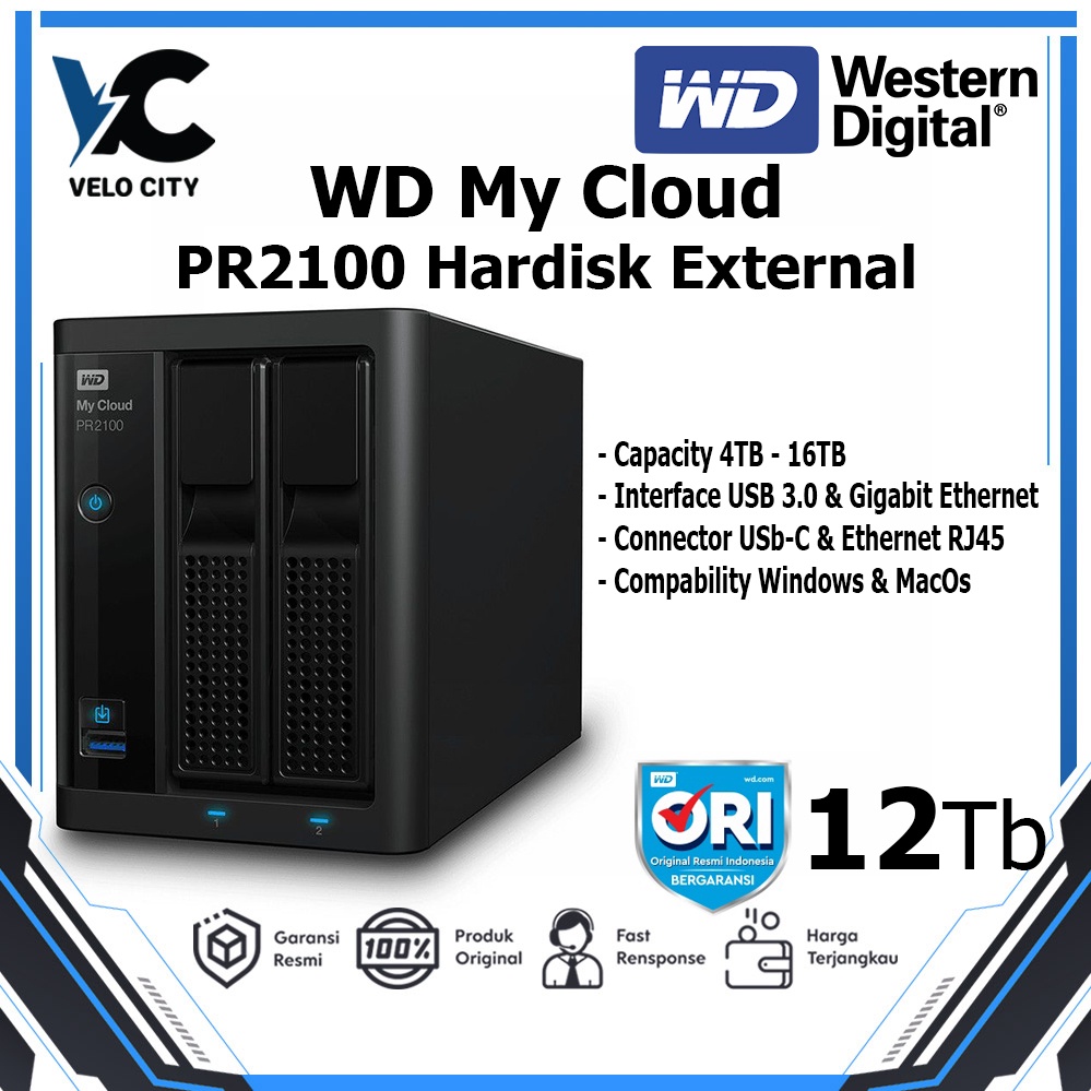 WD My Cloud Pro PR2100 4TB 8TB 12TB 16TB Harddisk External USB 3.0 MYCLOUD
