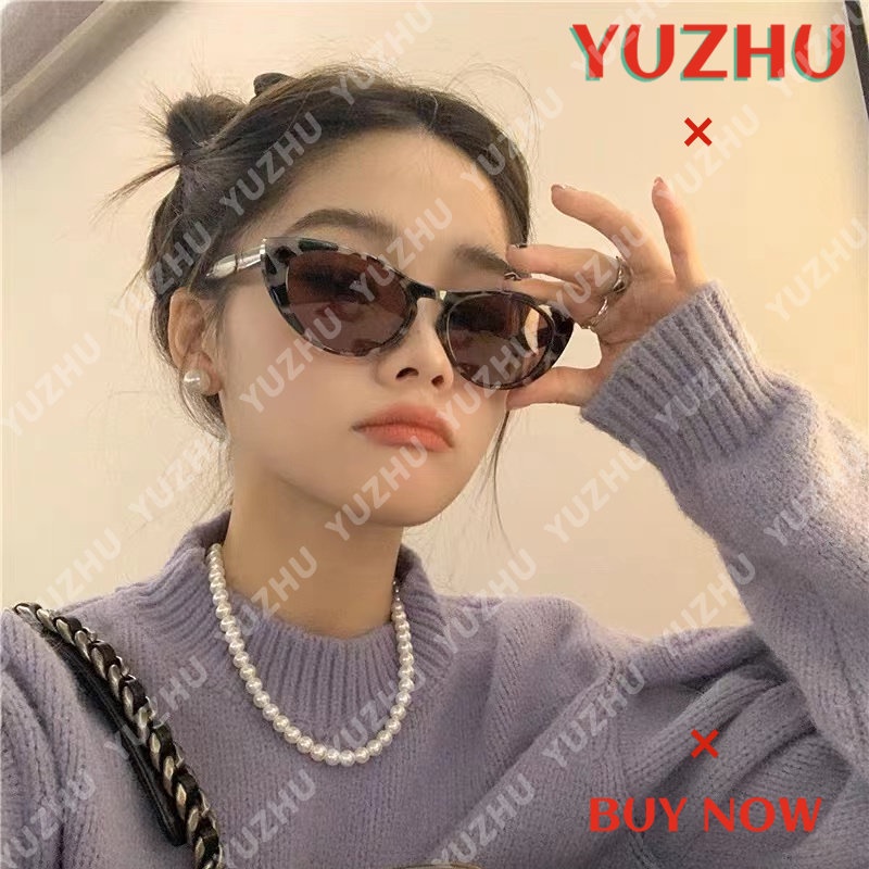 (YUZHU) Desain Mode Baru Mata Kucing Bingkai Kecil Kacamata Hitam Wanita Mode Barat Hip Hop Lucu Sunglasses