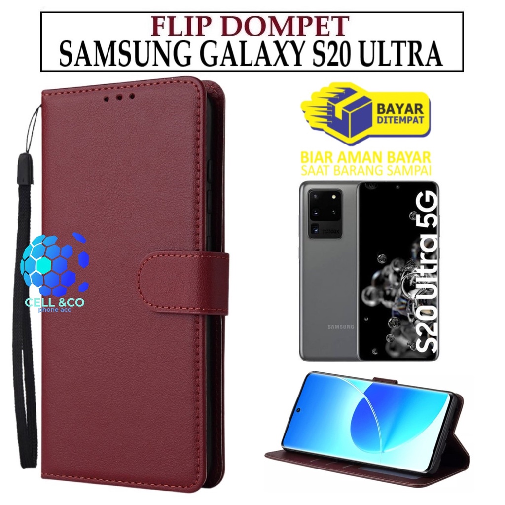 SAMSUNG GALAXY S20 ULTRA CASE FLIP LEATHER WALLET PREMIUM FLIP CASE BUKA TUTUP KESING HP CASING FLIP CASE WALLET SAMSUNG GALAXY S20 ULTRA