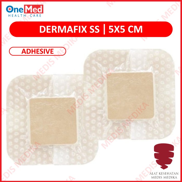 Dermafix SS 5 x 5 cm Onemed Adhesive Silicone Foam Super Sorb Dressing Plester Luka Plaster Sesar 5x5 5x5cm