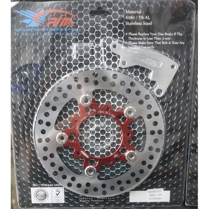 PSM DISC PIRINGAN CAKRAM DEPAN FLOATING PSM PLUS BREKET CNC 220MM VARIO 150 NEW LUBANG 5 PSM