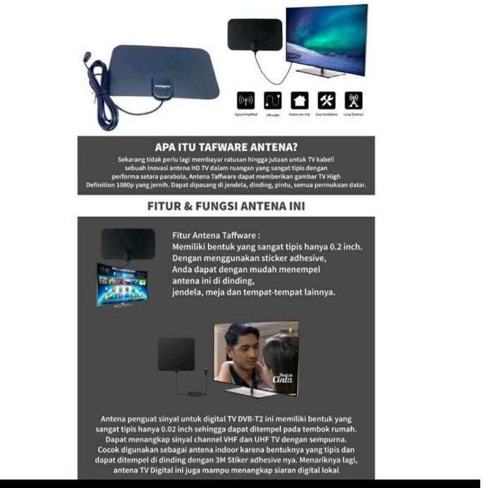 Harga Termurah [100% ORIGINAL] ANTENA TV DIGITAL TAFFWARE INDOOR