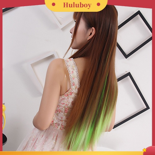 Wig Rambut Extension Model Panjang Lurus Warna Campur Untuk Wanita