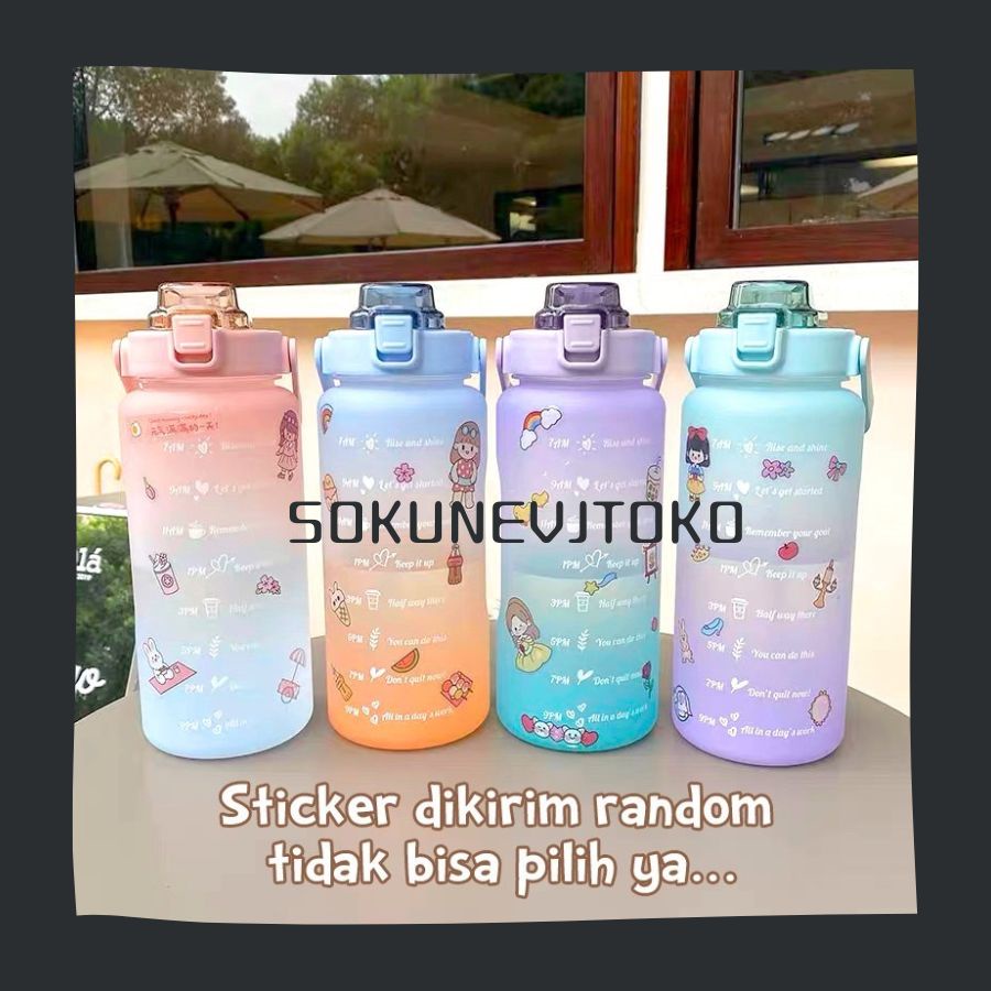 ✨sokunevjtoko✨ ORIGINAL BOTOL VIRAL GRADASI KOREA 2LITER Botol Minum 2 Liter Botol Minum Viral Botol
