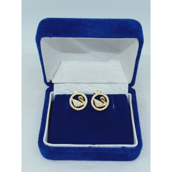 giwang model bulat swan mp/perak asli silver 925 lapis emas/perhiasan fashion wanita terbaru