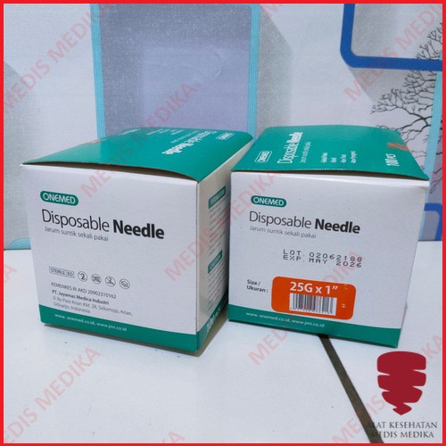 Disposable Needle 25G Onemed Jarum Suntik Kesehatan 25 G x 1” Inch Sterile