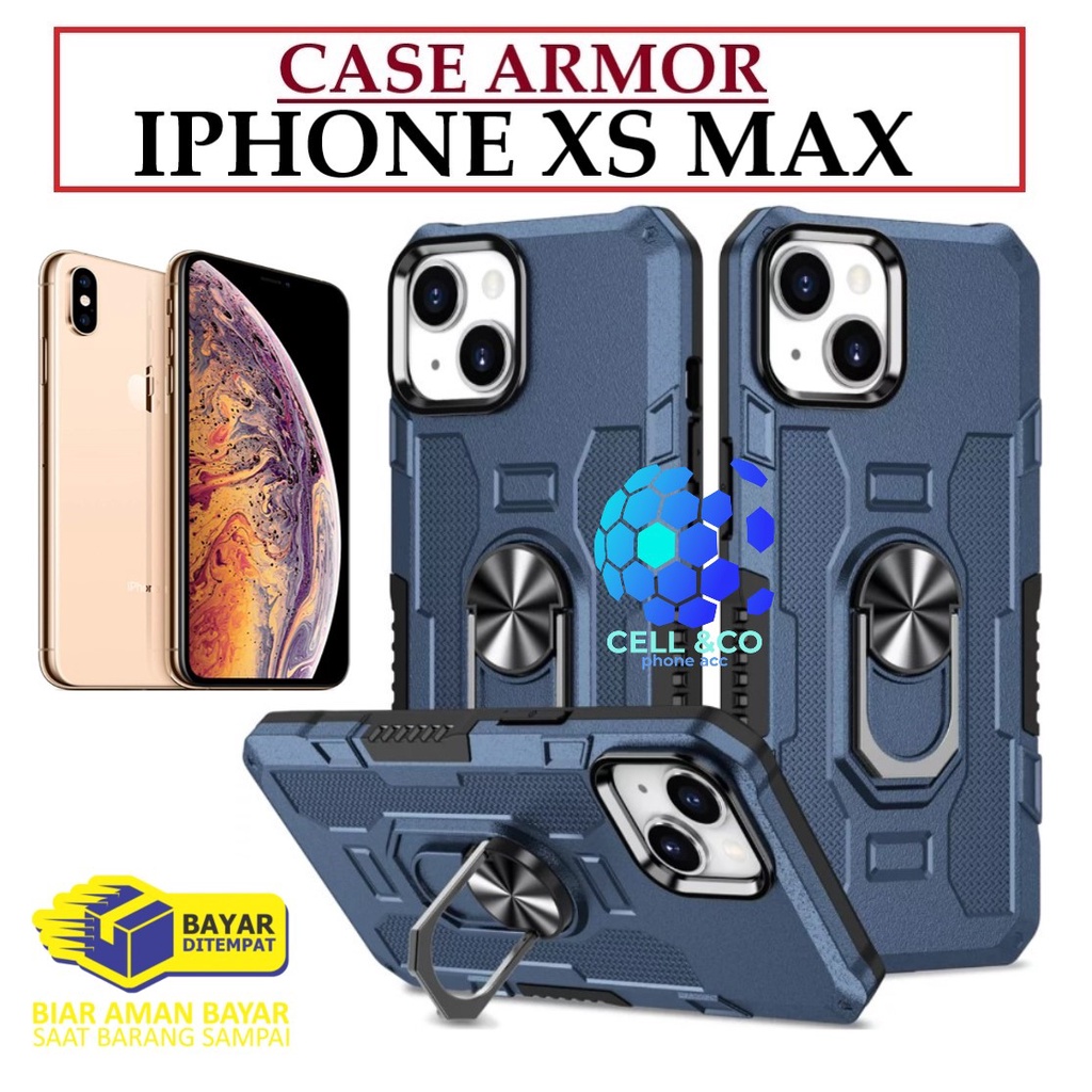 Case Armor IPHONE XS MAX Iring Cincin Magnetic Kesing Hp Protect kamera Premium Hard Case Standing Robot Pelindung Kamera