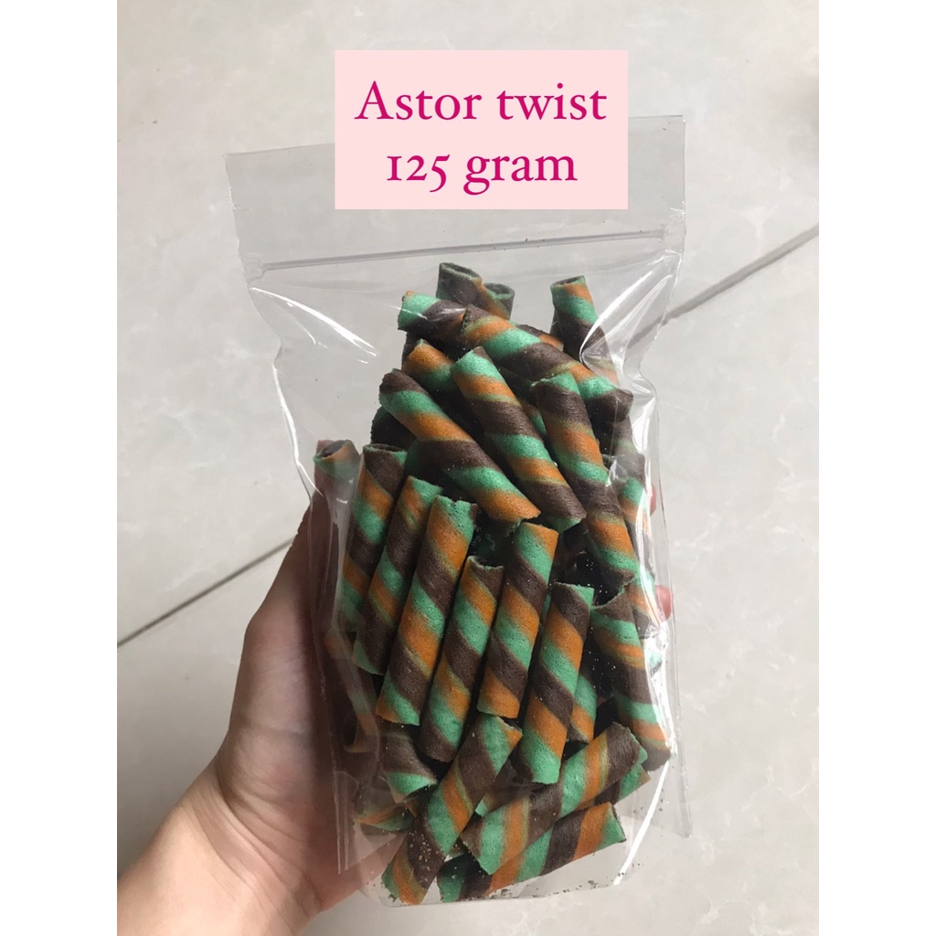 

125 GRAM MINI ASTOR TWIST GREENTEA COKLAT TERMURAH SNACKY MEDAN ASTOR KILOAN ASTOR MURAH