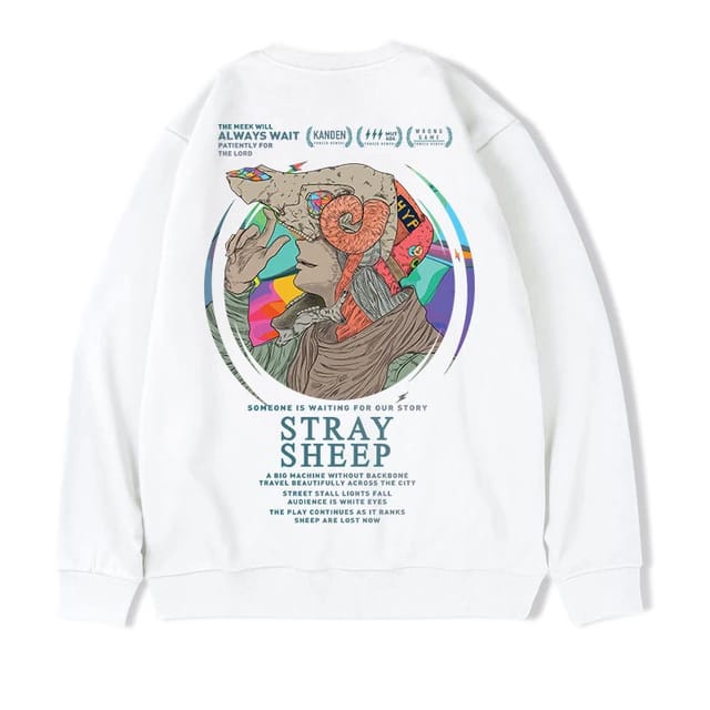 Sweater Basic Crewneck STRAY SHEEP Pria Wanita Bahan Fleece Tebal Ukuran S M L XL XXL XXXL