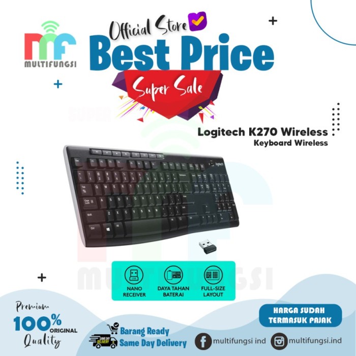 Keyboard Keyboard Logitech Wireless K270 - Garansi Resmi K-270