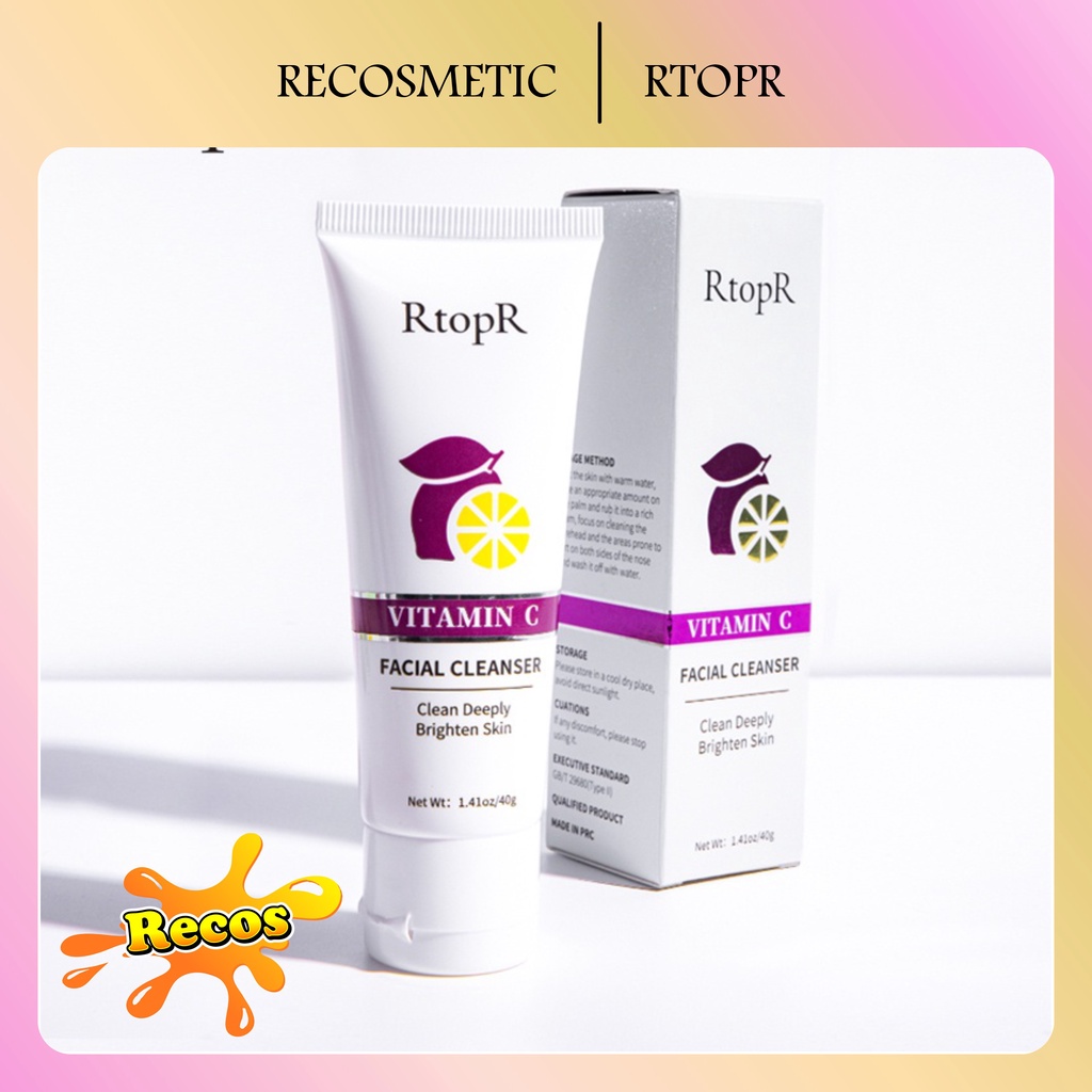 RtopR Vitamin C Facial Cleanser Pelembap Penghilang Komedo dan Kontrol Minyak Mengecilkan Pori-pori Perawatan Kulit