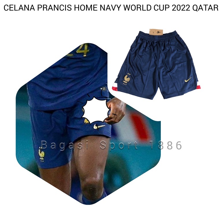 Celana Bola Pendek Short Prancis Perancis Sepakbola Home Kandang 2022 2023 Football Soccer Sepakbola