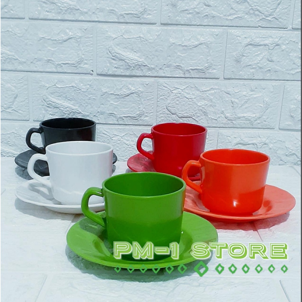 cangkir melamin + tatakan | gelas melamin - unica