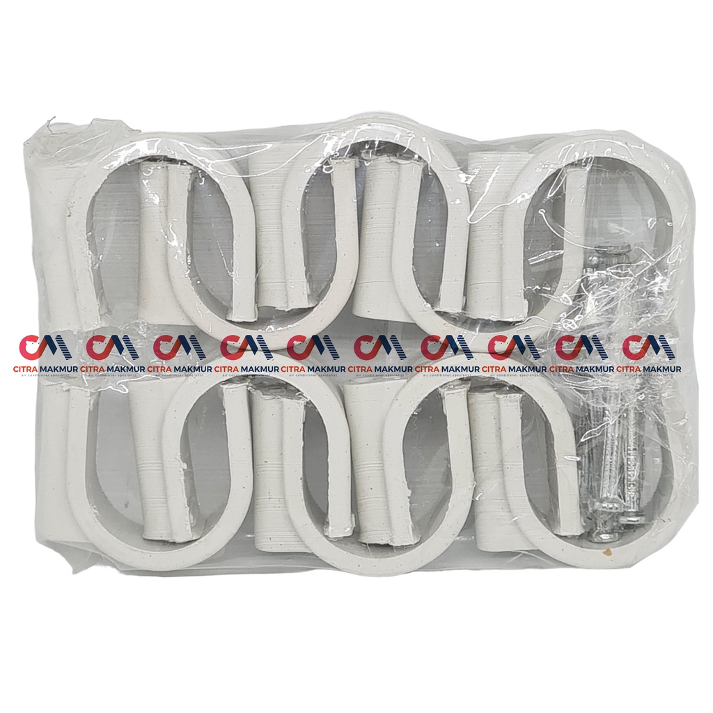 Klem Tembok Pipa AC bahan PVC Plastik 1 2 Pk Paku Clamp Kleman Kabel 1 inci inch Beton Semen