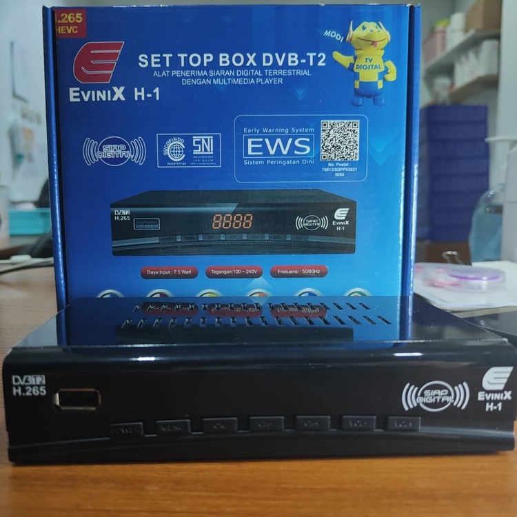 Berkat heroik  Set top box evinix H1 New Edition Adaptor DVB T2 Siap Digital-Kontak Biru