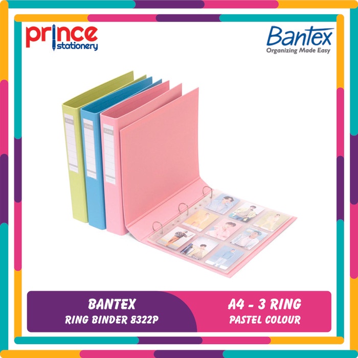 

BANTEX PHOTOCARD ALBUM 3 RING BINDER A4 PASTEL COLOUR 8322P
