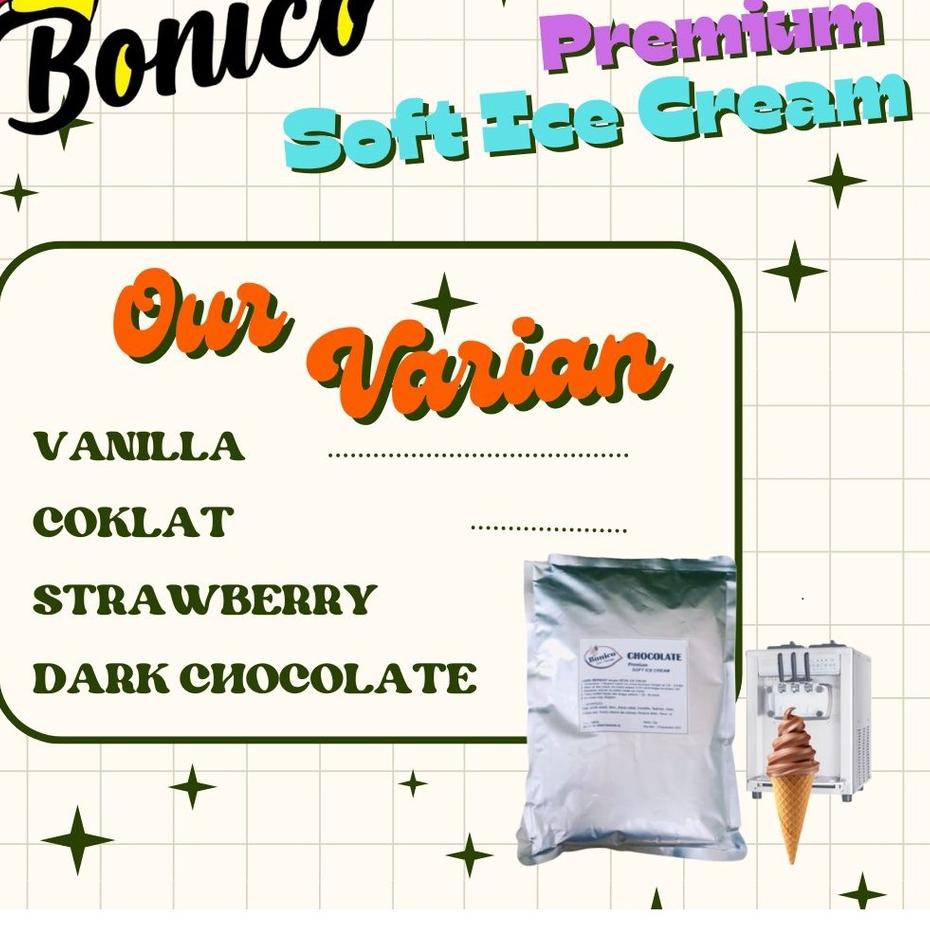 

[E-3U ✔] BONICO VANILLA SOFT ICE CREAM POWDER 500gr PREMIUM RESTO bubuk es krim mesin VANILA cone frizco-