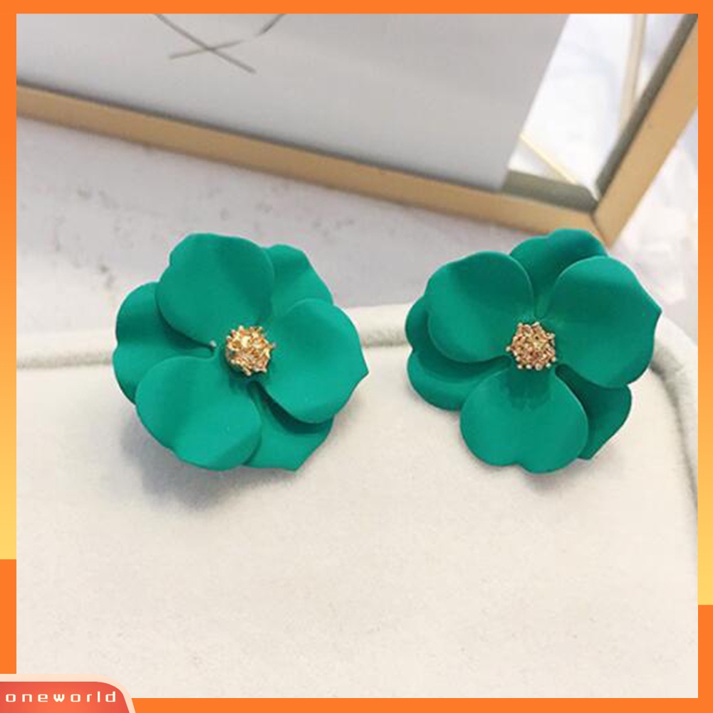 OW@ Women Fashion Painting Multicolor Flower Stud Earrings Summer Beach Jewelry Gift