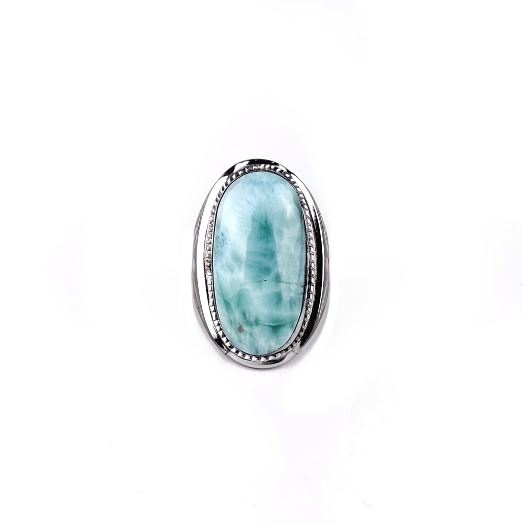 Cincin Batu Permata Natural Sky Blue Larimar Big Size