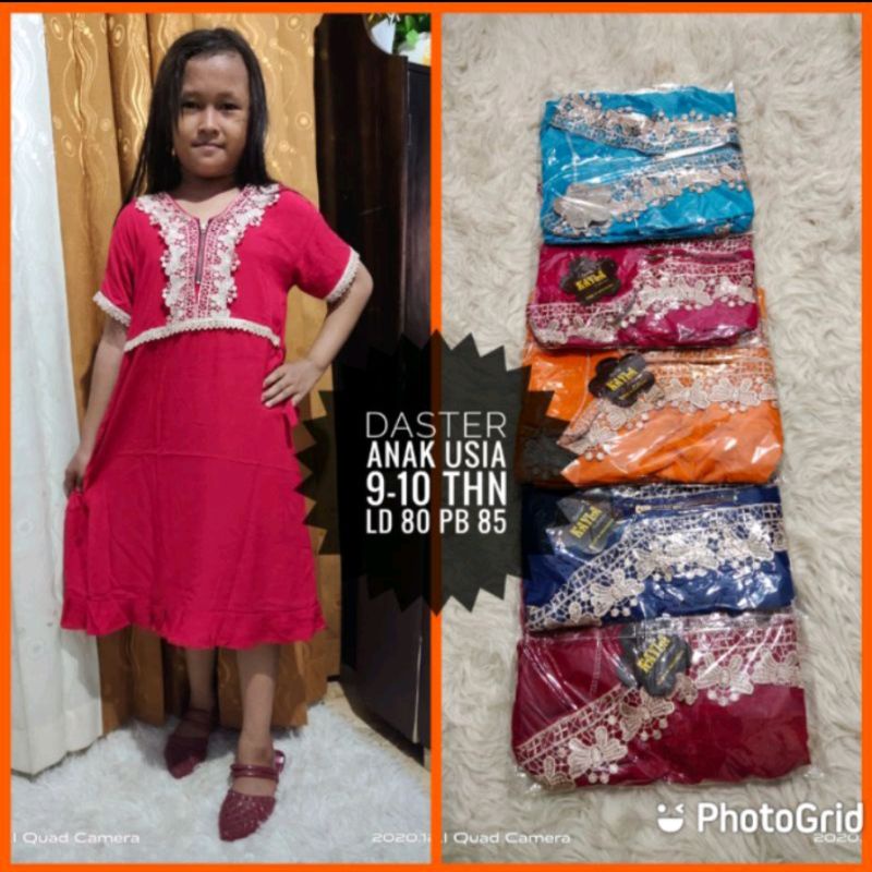 DASTER ANAK RENDA/,DASTER RAYON ANAK 6-9 Th/DASTER POLOS REMPEL ANAK