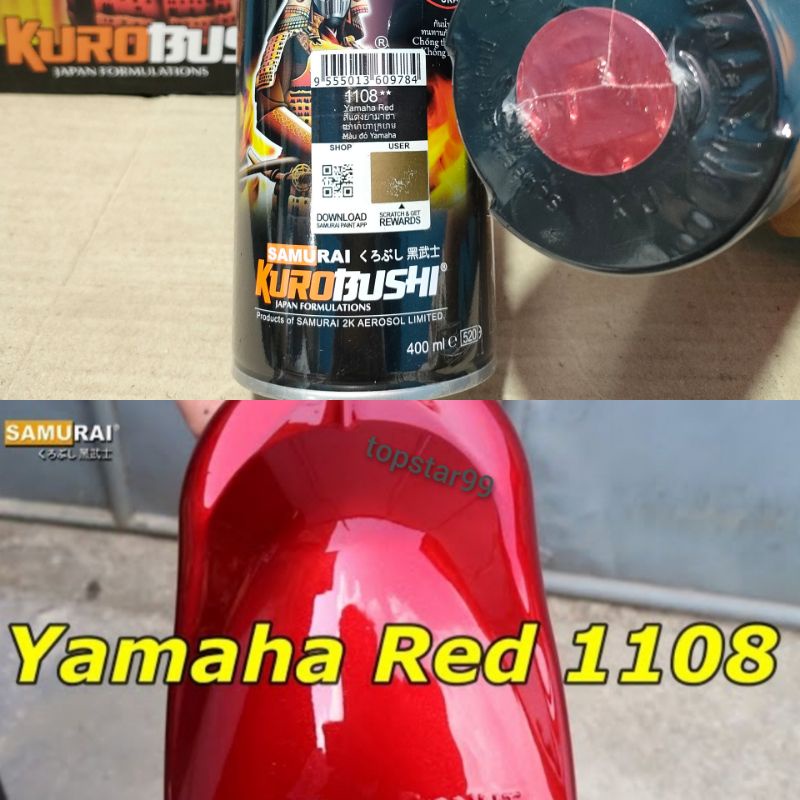 Pilok Pilox Cat Samurai Paint Yamaha Red Merah Glossy 1108 400ml Cat Semprot SamuraiPaint Kurobushi Aerosol 400 ml