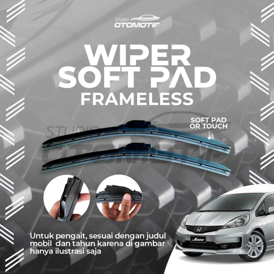 WIPER JAZZ GE8 2008-2013 SOFT PAD FRAMELESS ZX9 WIPER DEPAN MOBIL