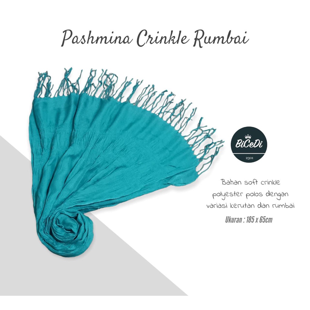 Pashmina Polos Crinkle Rumbai bahan Viscose polyester / Jilbab Selendang kekinian MURAH