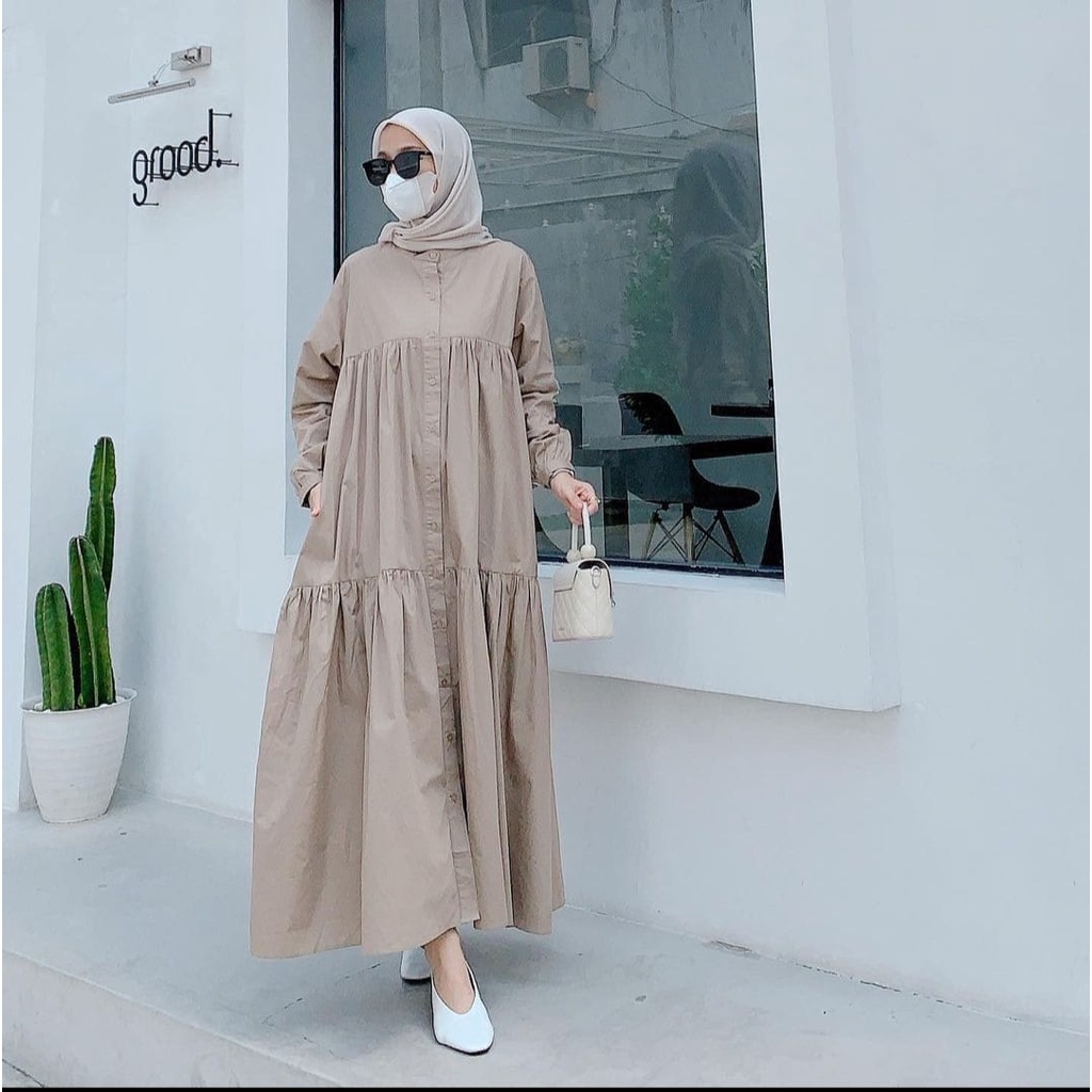 HD16: NEW ZIO[BISA COD]GAMIS LEBARAN 2023]  [GAMIS SUSUN FASHION TERLARIS | TERBARU KEKINIAN ]| [DRESS SUSUN KANCING FULL HIDUP] LATTE, CHERRY RED MATT SHAKILA HQ PREMIUM