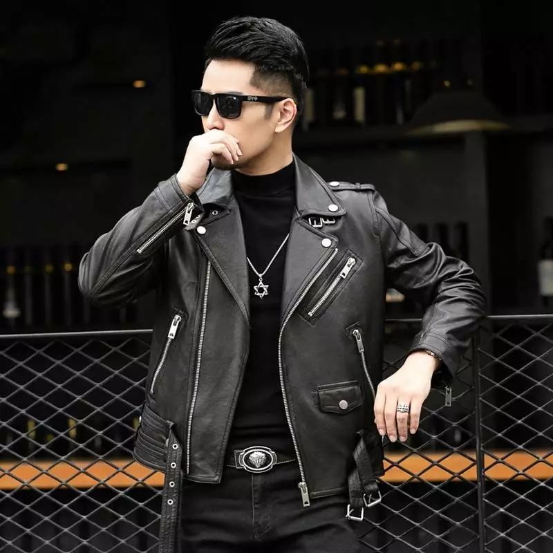 Jaket kulit asli domba super-Jaket Kulit Pria-Jaket kulit biker-Jaket kulit rock N roll