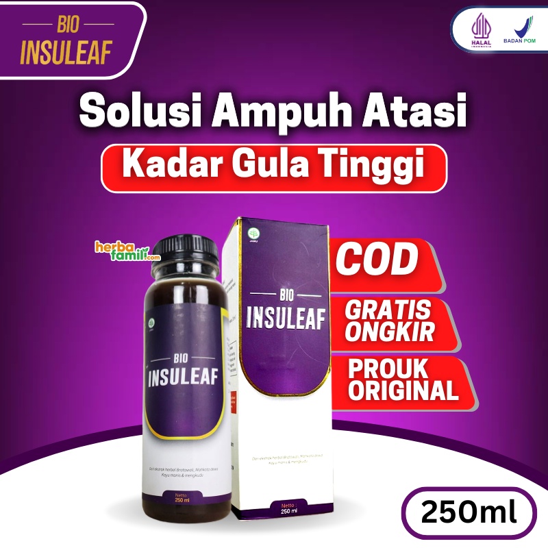 BIO INSULEAF – Herabal Alami Bantu Atasi Kencing Manis Diabetes Turunkan Gula Darah Asam Urat Kolesterol Isi 250ml