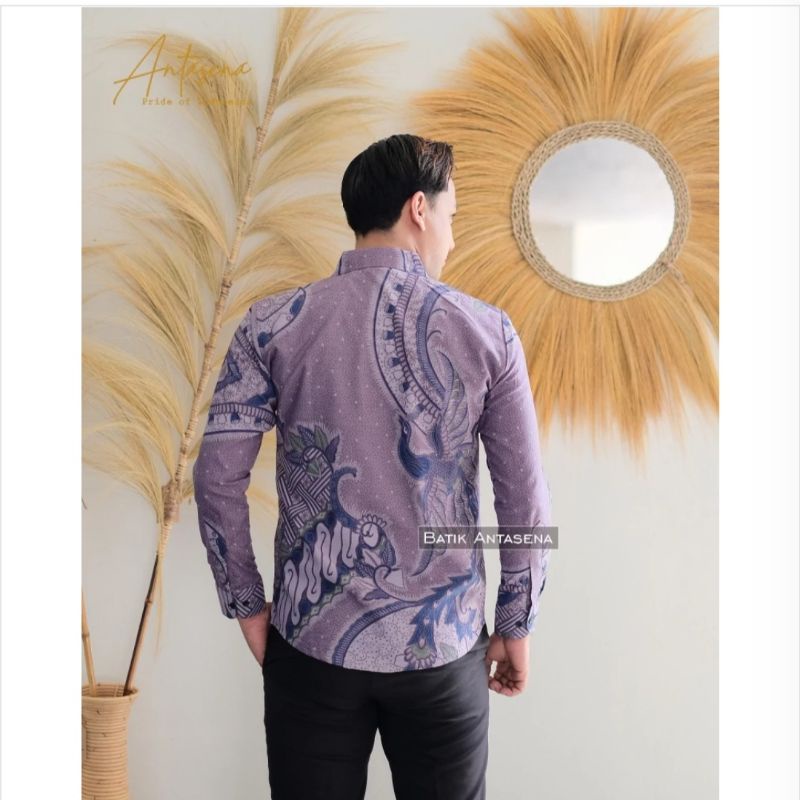 KEMEJA BATIK UNGU LAVENDER LILAC SOF batik pria lengan PANJANG PENDEK modern kemeja batik premium