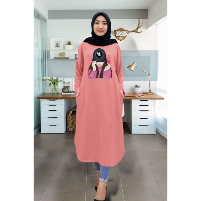 Tunik wanita DTF CEWEK TOPI / tunik murah / tunik kekinian / tunik panjang / tunik import / tunik jumbo