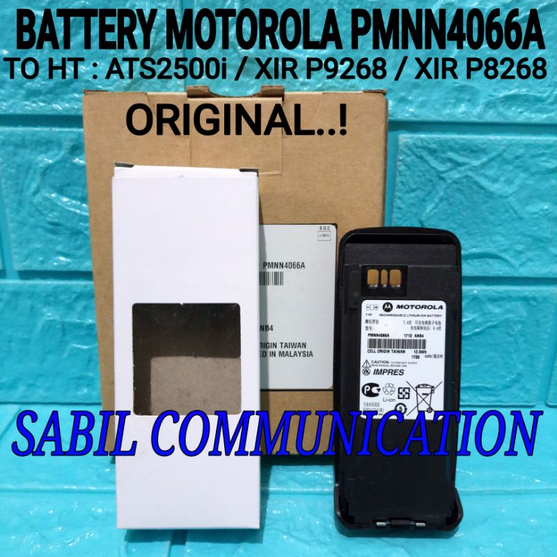 BATERAI HT MOTOROLA ATS 2500i Xir P8268 Xir P8268 XTS2500 Xir P9268 ORIGINAL PMNN4077C BATRE PMNN406