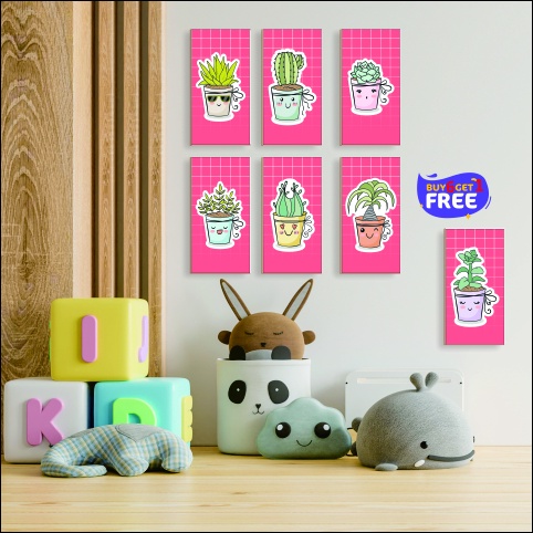 hiasan dinding poster kaktus minimalis lucu murah BELI 6 GRATIS 1 C148