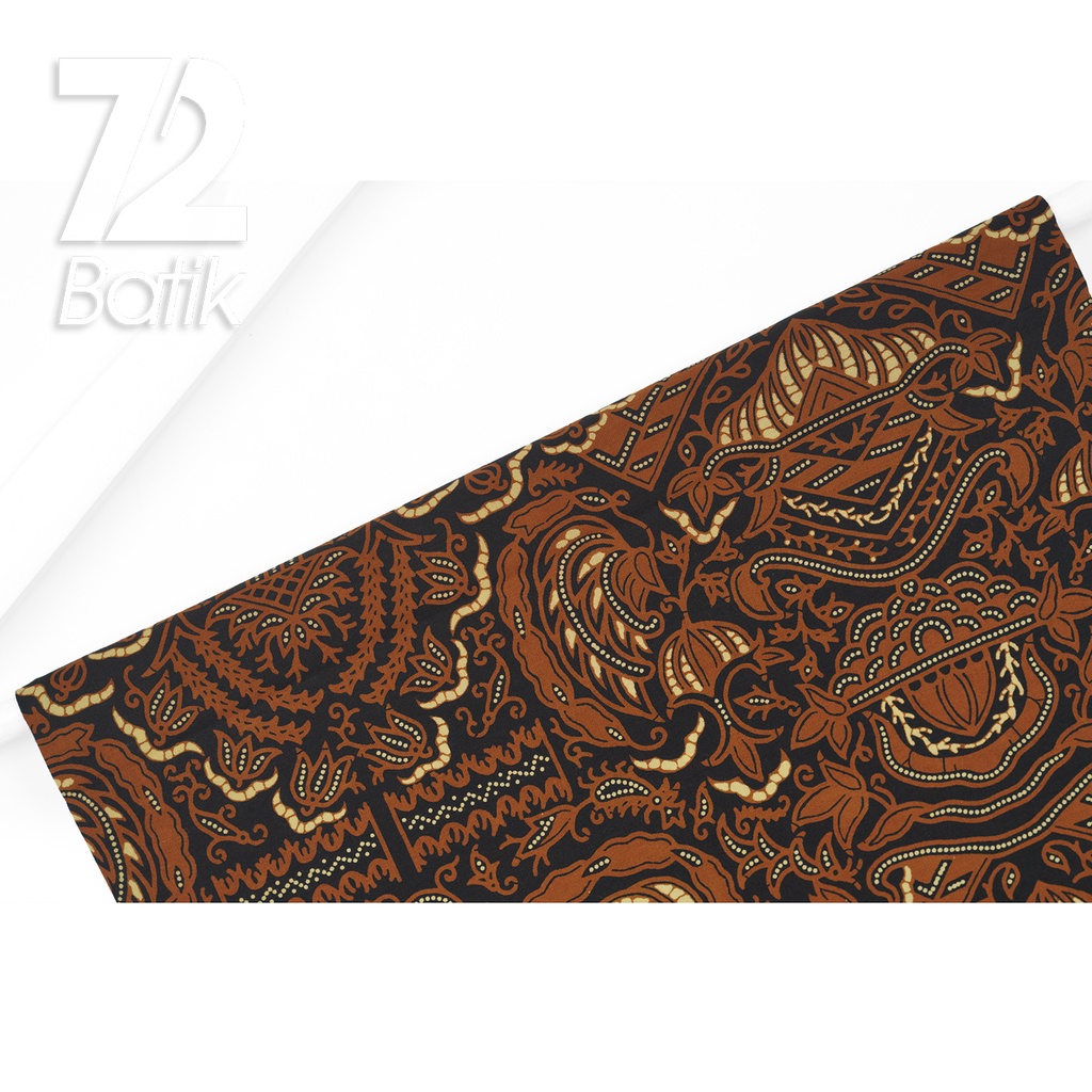 KAIN BATIK PREMIUM Bahan Katun Motif Rumah Sayap Warna Coklat Hitam 723077 Cap 72IL Jarik Jarit Samping Kebat Panjang Batik Katun Modern Premium Bahan Seragam Batik Pernikahan Kantor Keluarga Murah Kamen Jadi Batik Bali Lembaran