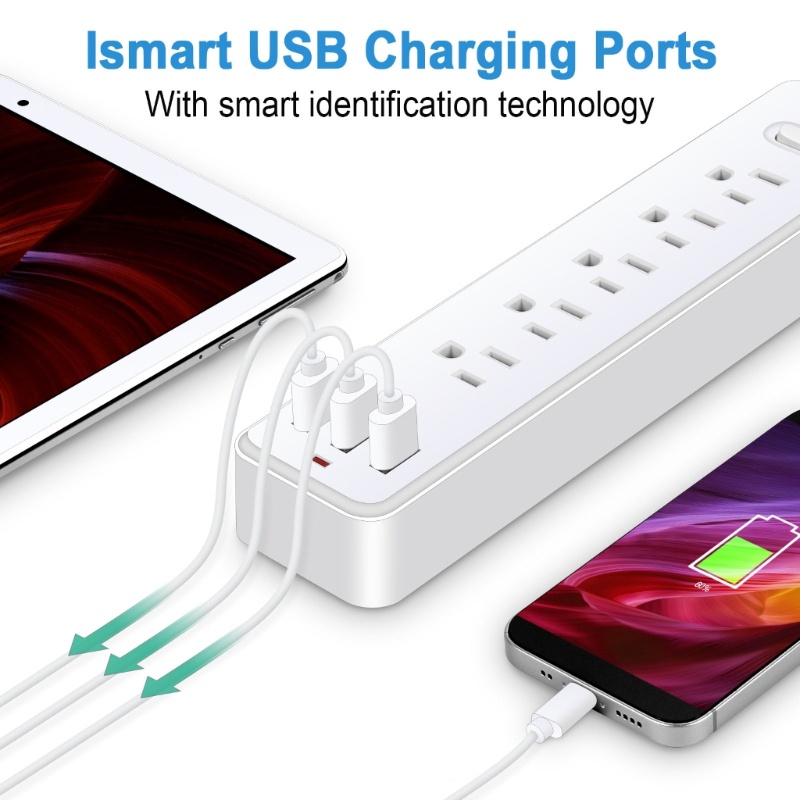 Zzz Power Strip Wall Outlet Surge Protector Stop Kontak 4xAC 3x Port USB Untuk Travel