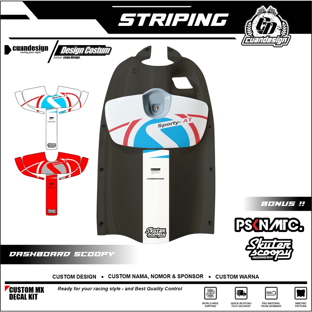 LOGO SCOOPY STIKER STRIPING PELINDUNG DASHBOARD / THANKPAD / DECKPAD MOTOR SCOOPY STICKER SCOOPY 201