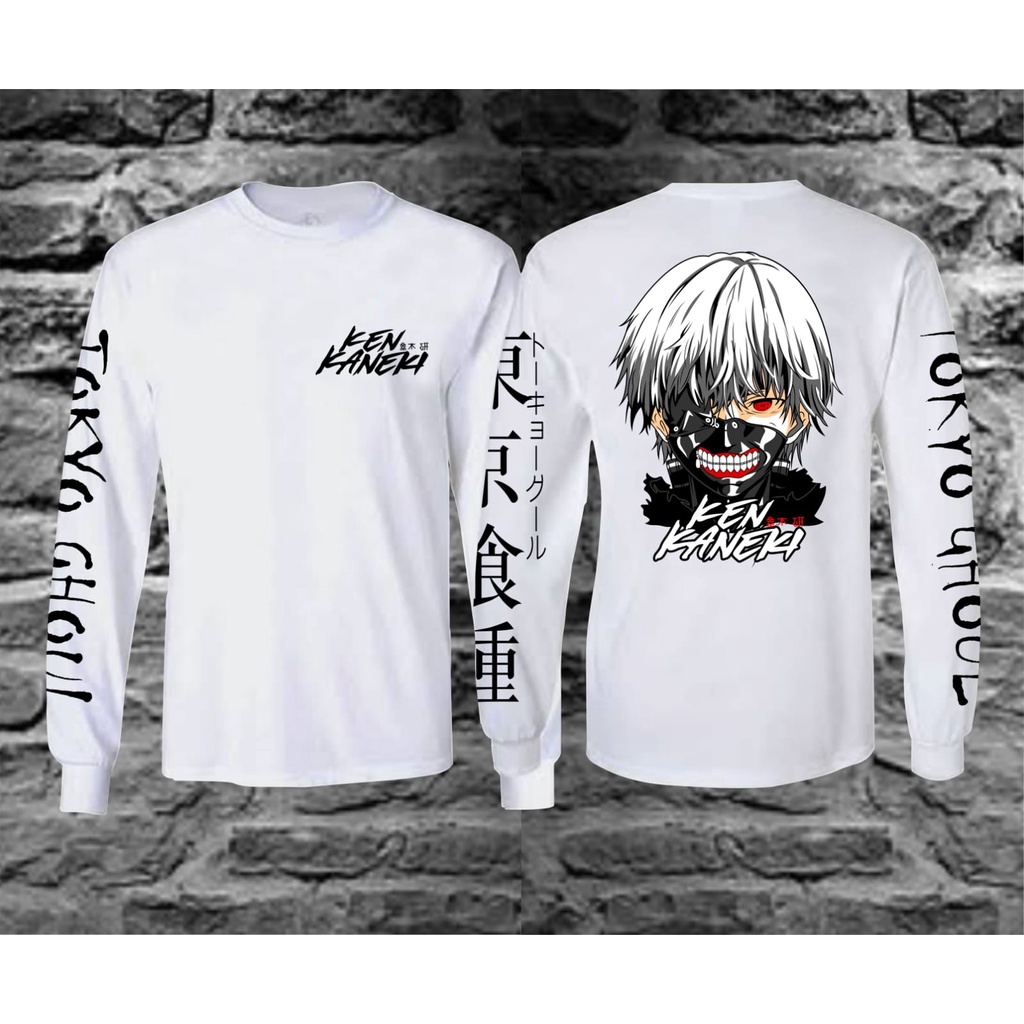 Kaos T-shirt Lengan Panjang Pria Terbaru/ Kaos Ken Kaneki Putih Distro /Kaos Anime Jepang /Kaos Samu