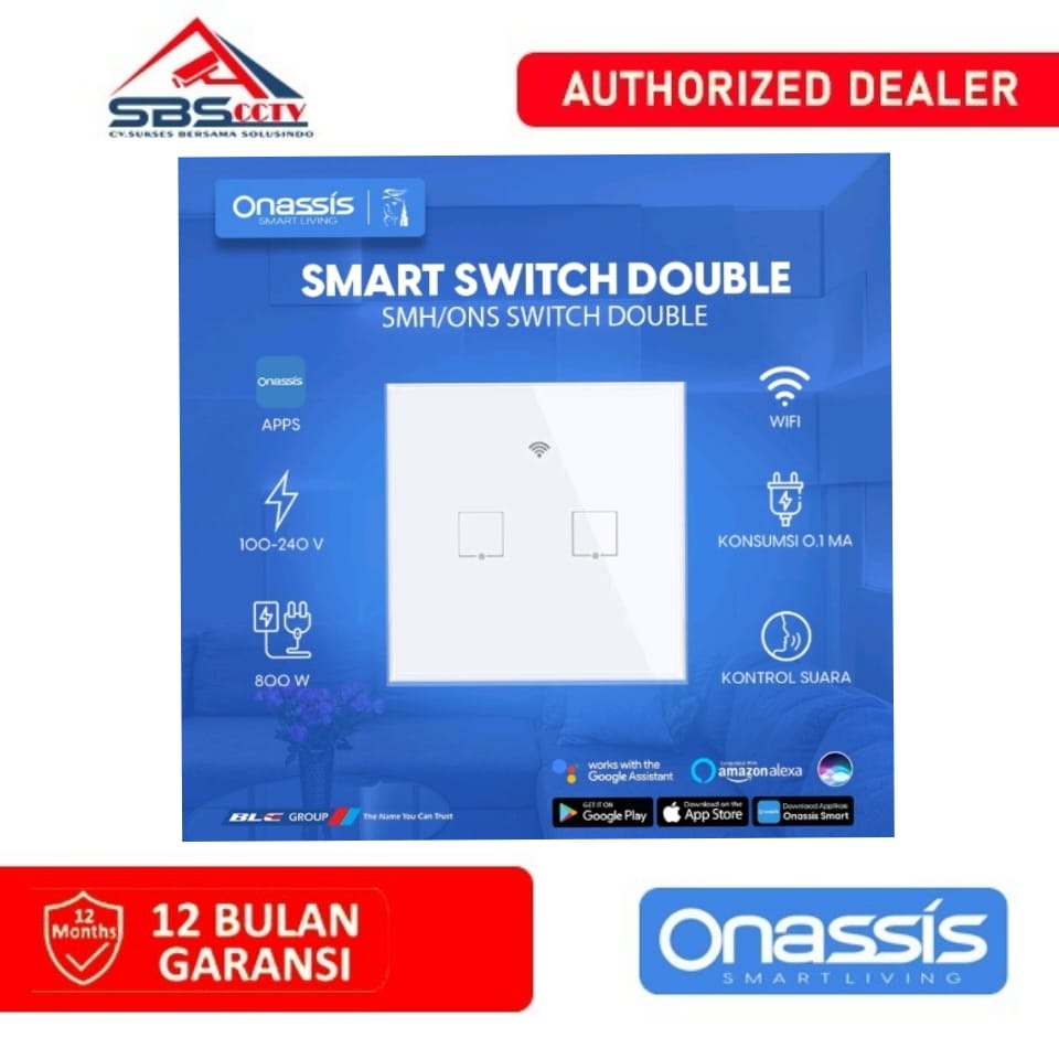 ONASSIS SMART SWITCH DOUBLE WHITE VOICE COMMAND