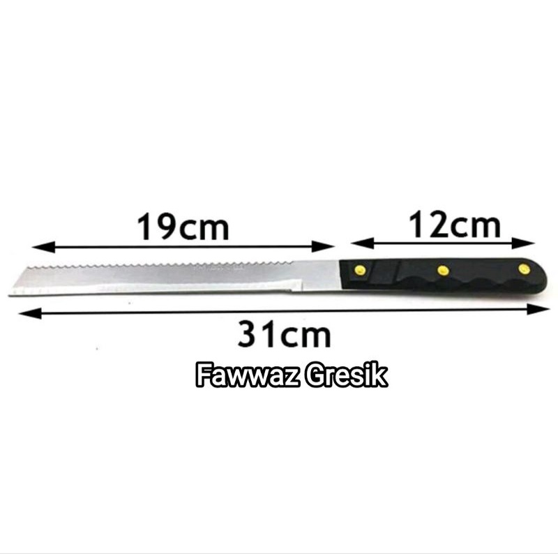 Pisau Potong Roti Tawar Bolu Kue Tart 2 Sisi Stainless Steel Bread Knife